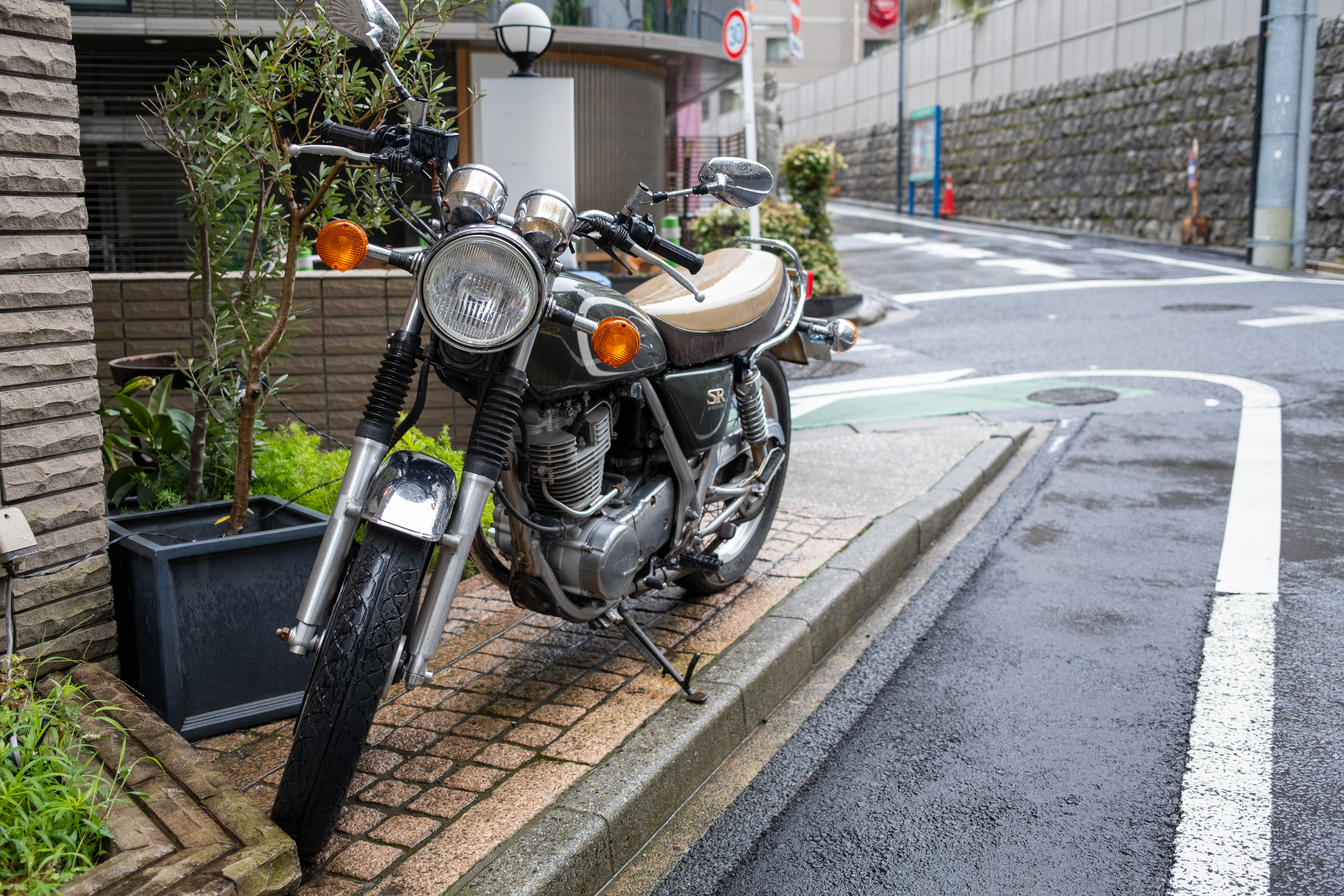 Motorcycle leaning through a corner